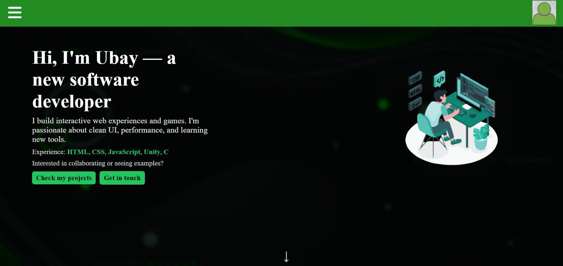 Portfolio website screenshot